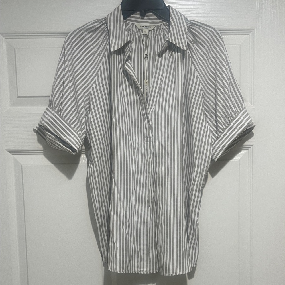 NWT Max Studio Beige & White Striped Blouse